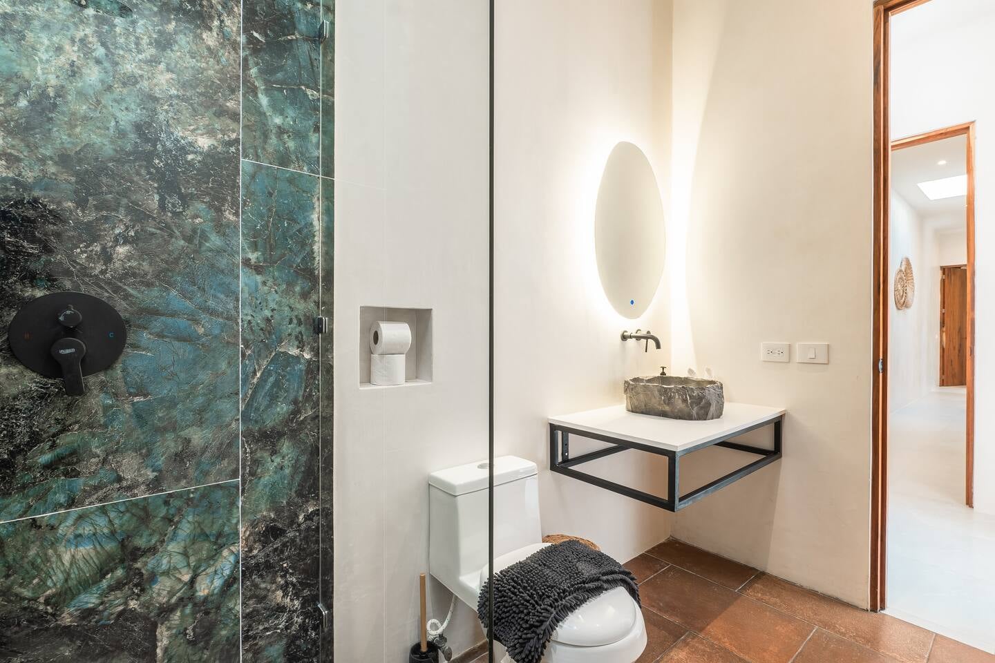 Casa Tabarka bathroom with natural stone sink