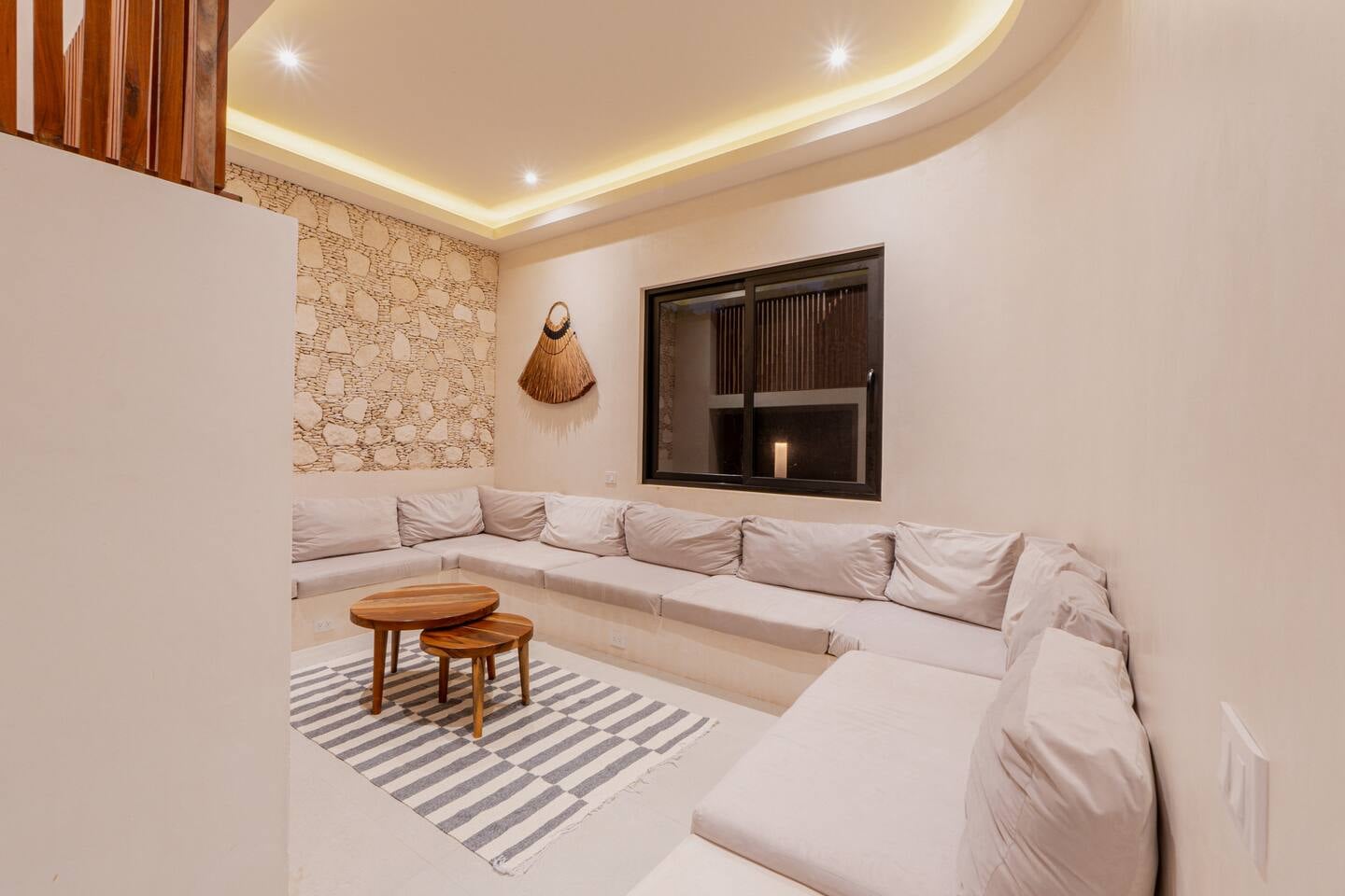 Casa Tabarka cozy living room with modern decor